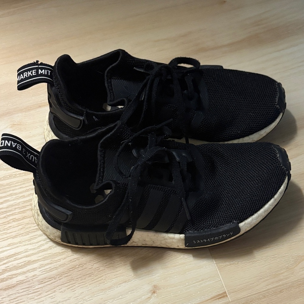 Adidas Black Mesh Sneakers with Cream Sole